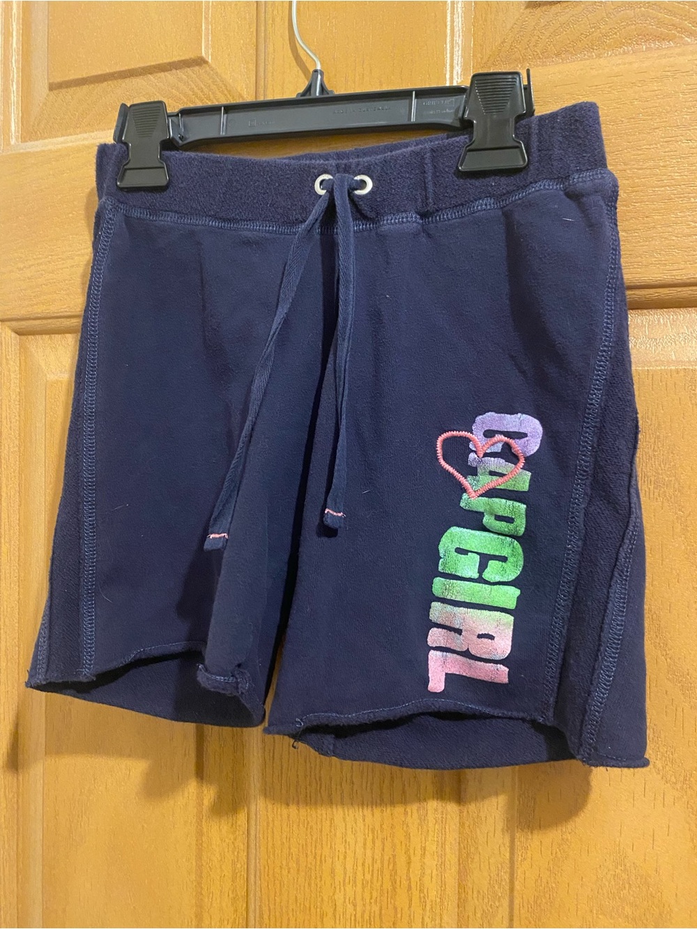GAP Navy Blue Girls Shorts with Multicolor 'GAP GIRL' Graphic